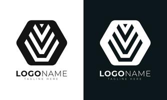 Anfangsbuchstabe v Logo-Vektor-Design-Vorlage. mit sechseckiger Form. polygonaler Stil. vektor