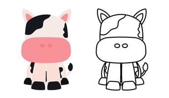 färg bok ko däggdjur djur- tecknad serie animerad vektor illustration för barn