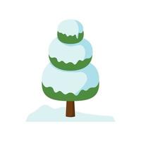 Winterbaum mit Schnee im animierten Cartoon-Flachvektordesign vektor