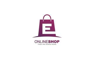 e Logo Online-Shop für Markenunternehmen. Taschenschablonen-Vektorillustration für Ihre Marke. vektor