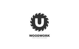 u Logo Sägewerksvektor für Holzbearbeitungsunternehmen. Anfangsbuchstabe Zimmerei Vorlage Vektor Illustration für Ihre Marke.