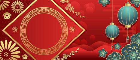 djup röd kinesisk ny år bakgrund vektor