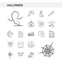 halloween hand gezeichnete symbolsatzart lokalisiert auf weißem hintergrundvektor vektor