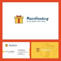 Geschenkbox-Logo-Design mit Slogan vorne und hinten Visitenkartenvorlage Vektor kreatives Design