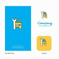 bil garage företag logotyp app ikon och stänk sida design kreativ företag app design element vektor