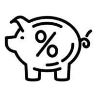 Prozent Einzahlung Sparschwein Symbol, Outline-Stil vektor