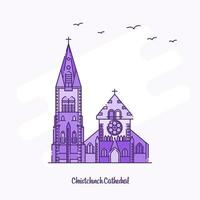 christchurch katedral landmärke lila prickad linje horisont vektor illustration