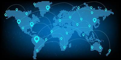 värld Karta förbindelse trogen modern hemsida bakgrund eller omslag sida vektor för teknologi och finansiera begrepp och utbildning framtida företag
