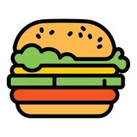 amerikan burger ikon, översikt stil vektor