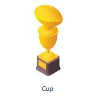 American Football Gold Cup-Symbol, isometrischer Stil vektor