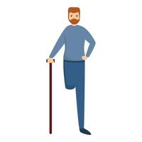 Trauriger Mann mit amputiertem Bein-Symbol, Cartoon-Stil vektor