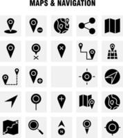 Karten und Navigation solides Glyphen-Icon-Pack für Designer und Entwickler Icons von GPS löschen Karte Karten Navigation Kompass GPS-Kursvektor vektor