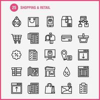 Shopping-Line-Icon-Pack für Designer und Entwickler Icons des Standort-Chats SMS-Shopping-Mail Mailbox-Shopping-Vektor vektor