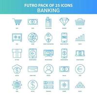 25 grüne und blaue Futuro-Banking-Icon-Packs vektor