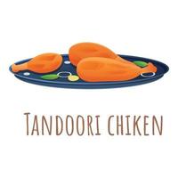 tandoori chiken ikon, tecknad serie stil vektor
