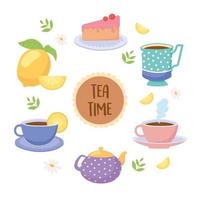 Teezeit Teetassen und Essen vektor