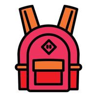 Rotes Schulrucksack-Symbol, Umrissstil vektor