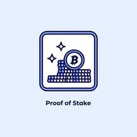 Nachweis des Stake-Pos-Symbols. Krypto-Staking-Konzept. Vektor