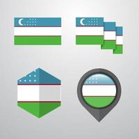 usbekistan flag design set vector