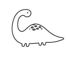 süßer kleiner Baby-Dinosaurier Barosaurus. Vektor-Umriss-Doodle-Illustration isoliert auf weißem Hintergrund für kindisches Malbuch vektor