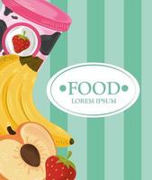 Lebensmittelvorlage Banner mit Früchten und Eis vektor