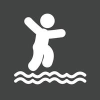 Hoppar i vatten glyf omvänd ikon vektor