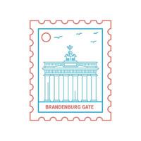 brandenburger tor briefmarke blaue und rote linie stil vektorillustration vektor