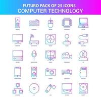 25 blå och rosa futuro dator teknologi ikon packa vektor