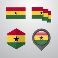 ghana flagga design uppsättning vektor