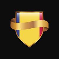 Designvektor für goldenes Abzeichen der rumänischen Flagge vektor