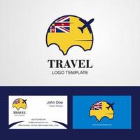 resa niue flagga logotyp och besöker kort design vektor