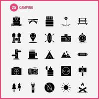 Camping solides Glyphen-Icon-Pack für Designer und Entwickler Ikonen von Bankcamping Reisen im Freien Campingspiel Outdoor-Feuervektor vektor