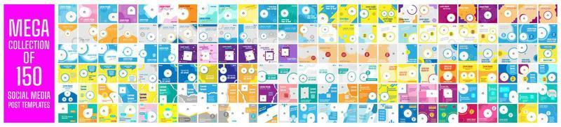 mega samling av 150 social media posta design mall vektor