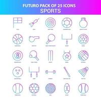 25 blaue und rosafarbene Futuro-Sport-Icon-Packs vektor