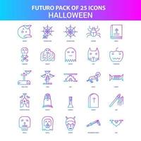 25 blaue und rosa Futuro-Halloween-Icon-Pack vektor