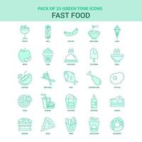 25 grüne Fast-Food-Icon-Set vektor