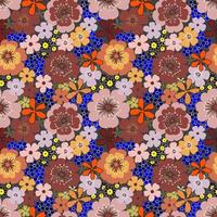 vektor sömlös mönster med brun kronblad anemon vår blomma blomma, illustration abstrakt flora teckning på blå bakgrund för mode tyg textilier utskrift, tapet och papper omslag