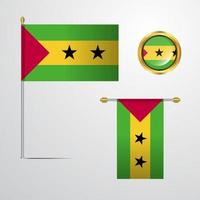 sao tome und principe wehende flaggengestaltung mit abzeichenvektor vektor