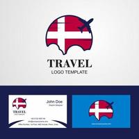 Reise-Dänemark-Flaggen-Logo und Visitenkarten-Design vektor