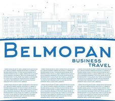 skizzieren Sie die Skyline von Belmopan mit blauen Gebäuden und kopieren Sie Platz. vektor