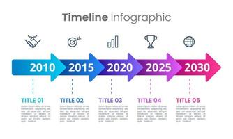 5 företag milstolpar. infographic horisontell pil. vektor