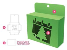 Karton-Hängeverpackung mit Weihnachtsfenster-Stanzschablone und 3D-Modell vektor