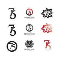 Nummer 75 Icon Set Logo Design Vektor