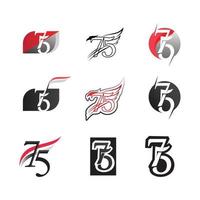 Nummer 75 Icon Set Logo Design Vektor