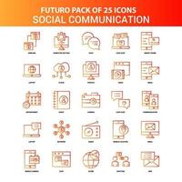 orange futuro 25 symbolsatz für soziale kommunikation vektor