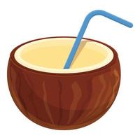 Sommerparty Kokosnuss-Cocktail-Symbol, Cartoon-Stil vektor