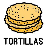 tortillas ikon, översikt stil vektor