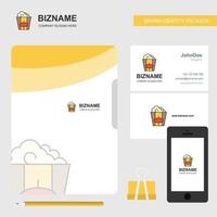 Popcorn-Business-Logo-Datei-Cover-Visitenkarte und mobile App-Design-Vektorillustration vektor