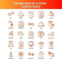 orange futuro 25 weihnachtssymbolsatz vektor