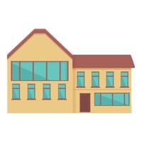 Fenster-Villa-Symbol Cartoon-Vektor. modernes Zuhause vektor